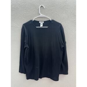 Jones Sport Womens Shirt Size XL Black 3/4 Sleeve Round Neck